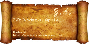 Závodszky Appia névjegykártya